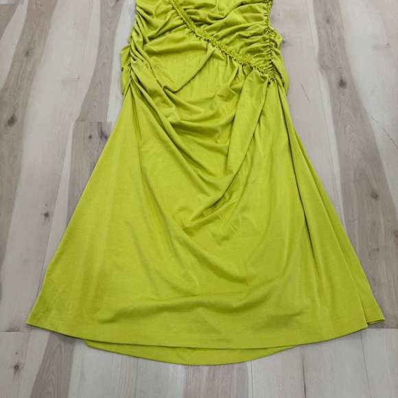 Anthropologie Celandine Gabbie Strapless Ruched Tube Dress Chartreuse Green 2X - Picture 8 of 16